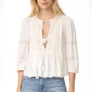 FREE PEOPLE Wild Life Embroidered Top
